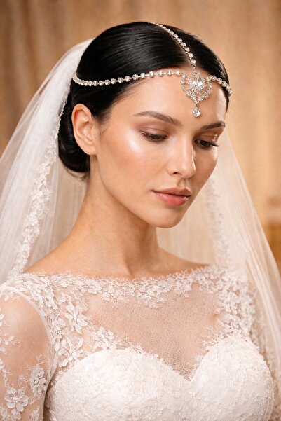 GlassySKY (Ασημί χρώμα) Ινδικό κόσμημα/Αξεσουάρ μαλλιών με στέμμα Hanfu για γ...