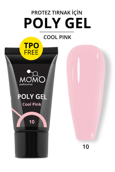 MOMO professional Protez Tırnak İçin Poly Gel, Poli Jel, No.10, Soğuk Pembe, ...