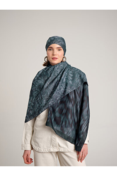 Ayshara Yalaz Zebra Damask Με σχέδιο Διπλής όψης Σάλι - Τιρκουάζ Πράσινο