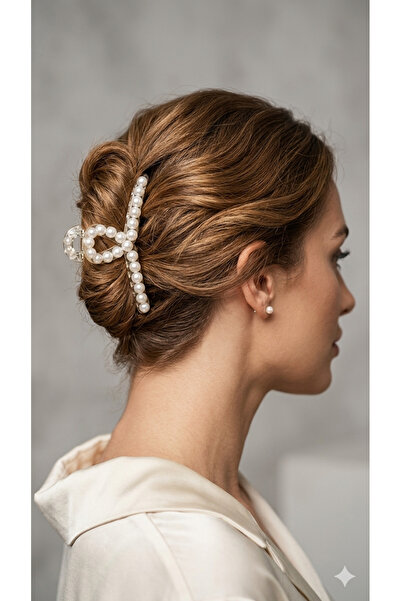 Selay Accessory Pearl Detailed Transparent Hair Clip – Stylish Large Hair Clip