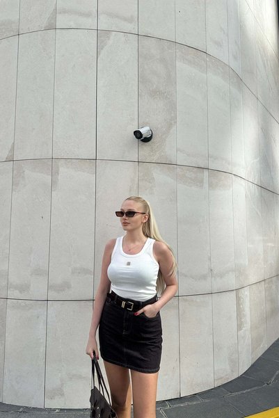 lizge giyim U Neck Accessory Detailled Tank Top
