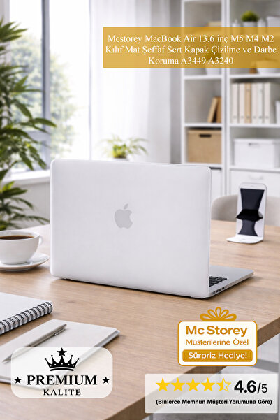 Mcstorey Macbook Air Kılıf 13.6 inç M4 M3 M2 Kılıf Mat Flu Sert Kapak Koruma ...