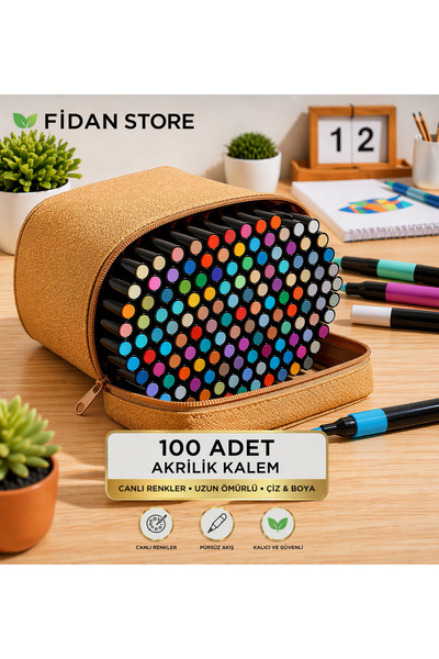Fidanx Akrilik Kalem Seti Profesyonel Marker Boya Kalem Seti 100 Renk