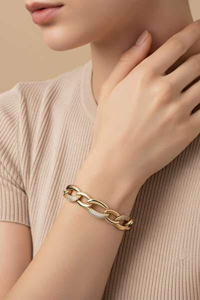 XUPING JEWELRY Stil Incisi/Xupıng Jewelry 14 Ayar Altın Kaplama Halka Kalın Z...