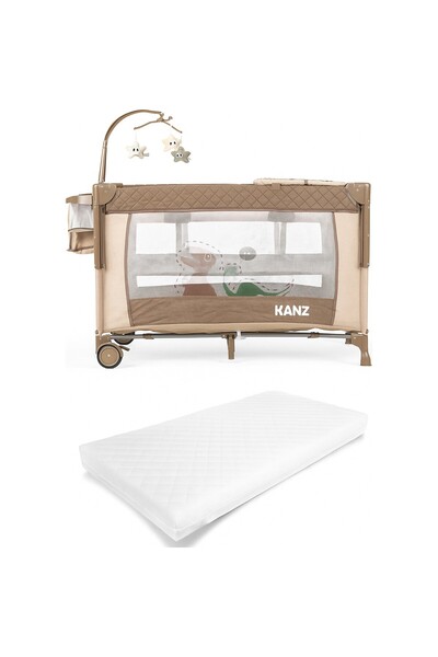 Kanz Sleepside +Plus Anne Yanı Park Yatak Kahve - Yatak Hediyeli