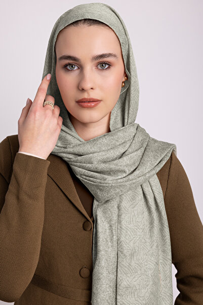 Ayshara Bengi Monogram Απλό Σάλι Με σχέδιο Διπλής όψης - Πράσινο του Νερού