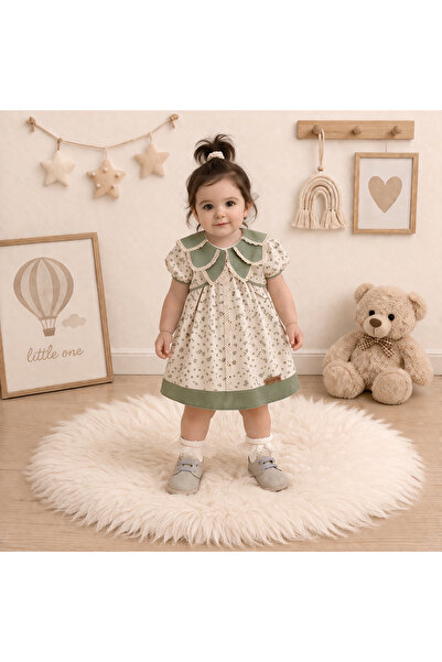 Happy Baby Butik Amante Kız Bebek Çiçek Desenli Güpür Detaylı Yazlık Keten El...
