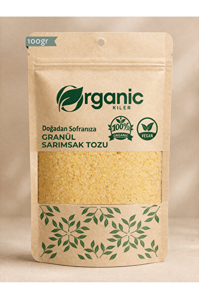 Organic Kiler Granül Sarımsak Tozu 100gr Katkısız & Yoğun Tat, Ince Öğütülmüş