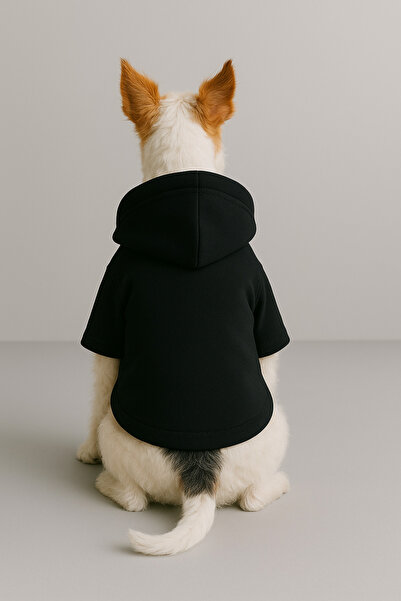 Monopetz Hooded Sweatshirt Dog And Cat Clothes & Dress - Plain Black