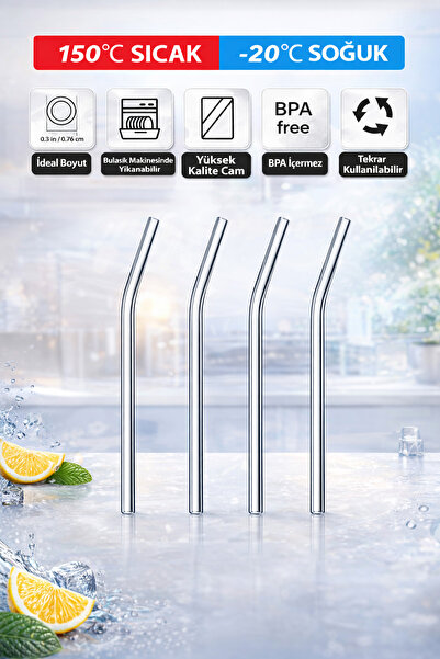 omilife Termosilikat Isıya Dayanıklı Cam Pipet Sıcak Soğuk İçecek Bardak Pipeti