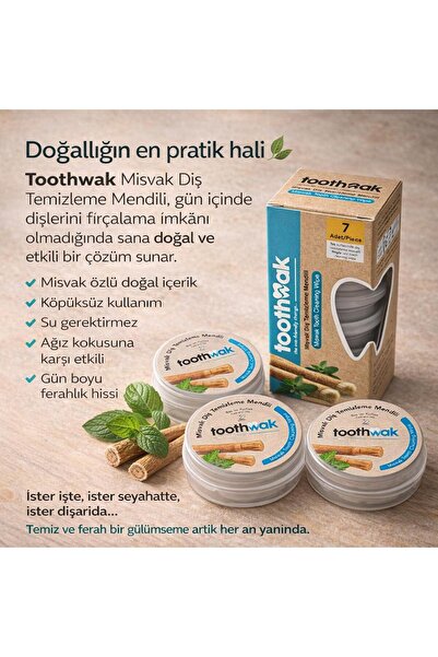 Toothwak MİSVAK DİŞ TEMİZLEME MENDİLİ