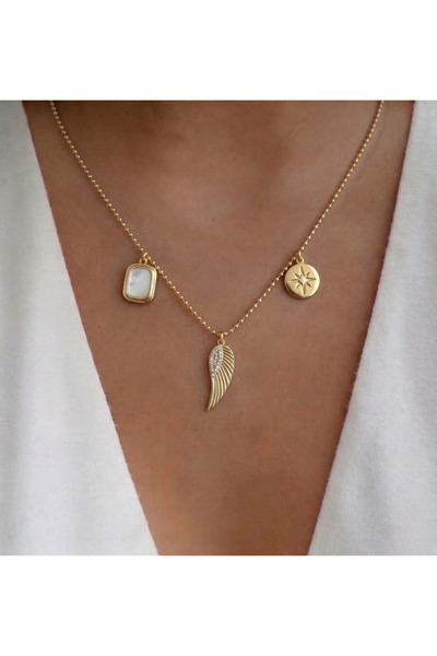 AccessoriesCınCık 316L Anti-Tarnish Steel Pendant North Star Wing Charm Stain...