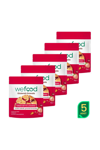 Wefood Glutensiz Granola Kırmızı Meyve & Bademli 60 gr 5'li
