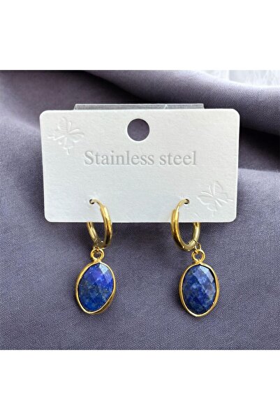 AURA STONE AuraStone Çelik Aparatlı Lapis Lazuli Doğal Taş Küpe