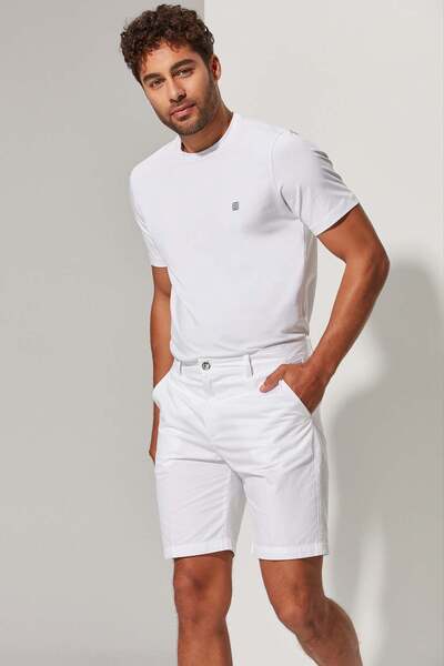 White By Nature Gabardin Erkek Beyaz Şort