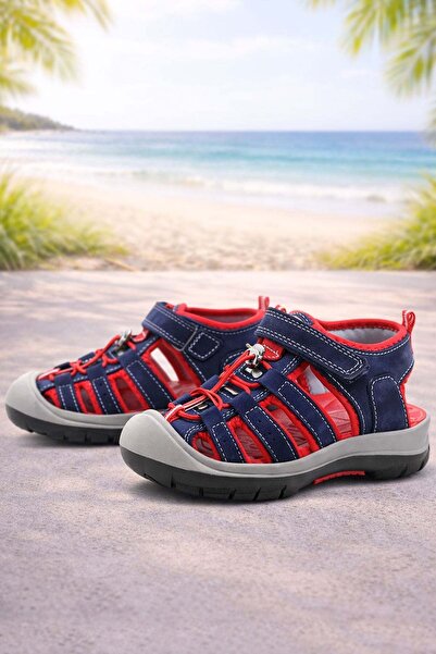 Rakerplus Genuine Leather Navy Red Children's Sandal