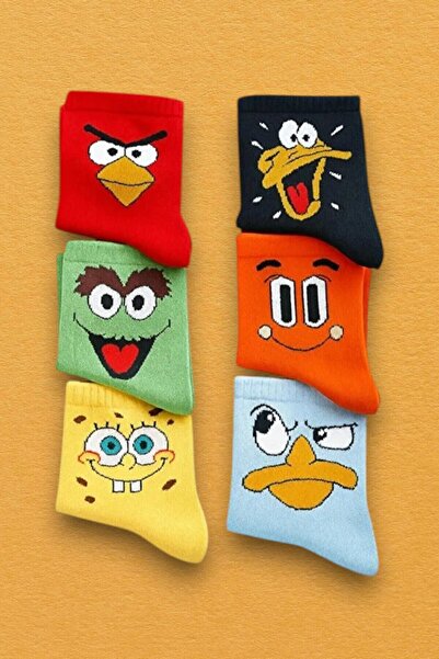 Esinti 6 Pairs of Cotton Colorful College Socks Set – Men's and Women's Socke...