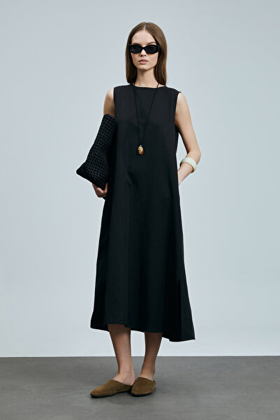 Lufian Γυναικείο φόρεμα Grace Lyocell Mixed Linen Μαύρο