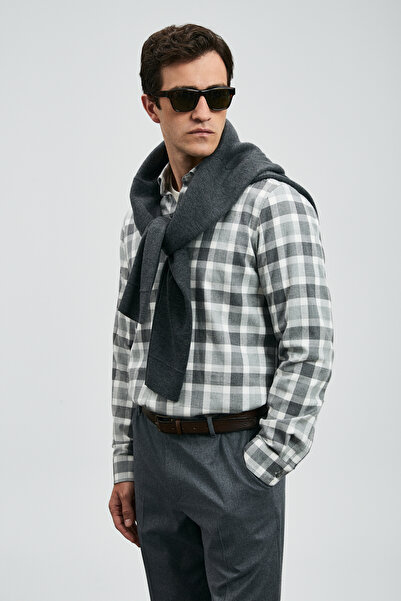 Lufian Ανδρικό πουκάμισο Quel Basic Regular Fit Grey