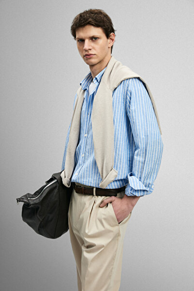 Lufian Sılvıa Men's Basic Shirt Regular Fit Blue