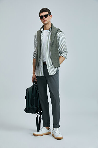 Lufian Ανδρικό παντελόνι Helt Spor 5 Pocket Slim Fit Σκούρο Πράσινο