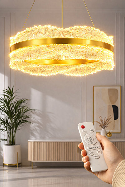 Luna Lighting Okyanus Model 50'lik Gold 3 Renk Kumandalı Metal Salon Mutfak O...