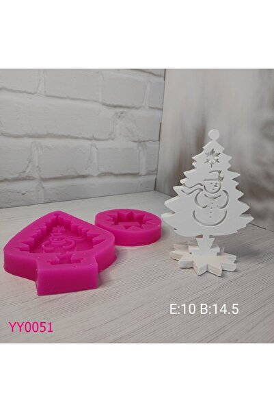 YOYOMOLD YY0051-Çam Ağacı Tabanlıklı Kardan Adam İşlemeli Silikon Kalıp-9,5x14