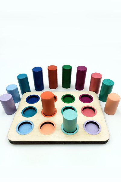 afili toys Rehatoys Montessori Color Matching Cylinders with Board