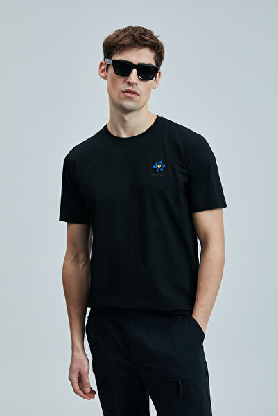 Lufian Peace Modern Grafik T-Shirt Μαύρο