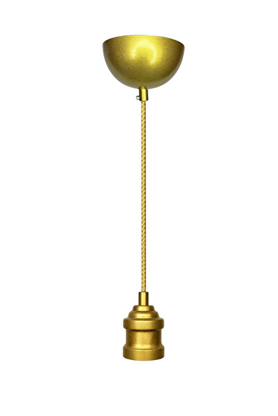 CONANA Dekoratif Sarkıt E27 Duy 70cm Metal Kumaş Örgü Kablo Gold D02