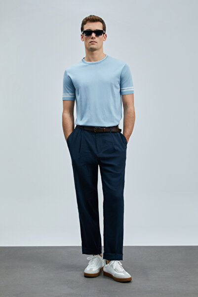 Lufian Robert Men's Silk Blend Sweater Blue