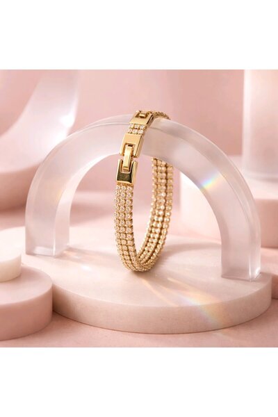 zefrimo Xuping Luxury 3 Sıra Su yolu 14K Gold Kaplama Bileklik