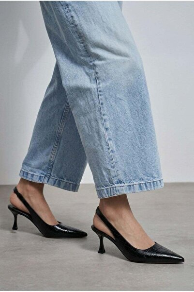 v.s.h velvet Kadın Abiye Kroko Timsah Derisi Sivri Burun 7cm İnce Topuklu Gün...