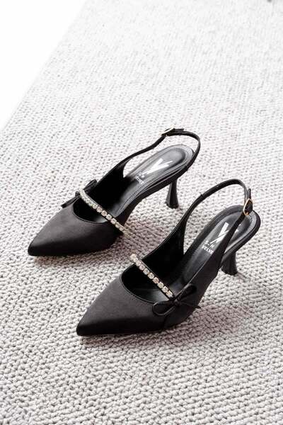 v.s.h velvet Γυναικείο βραδινό φόρεμα σατέν με λεπτομέρεια από πέτρα, μυτερό ...