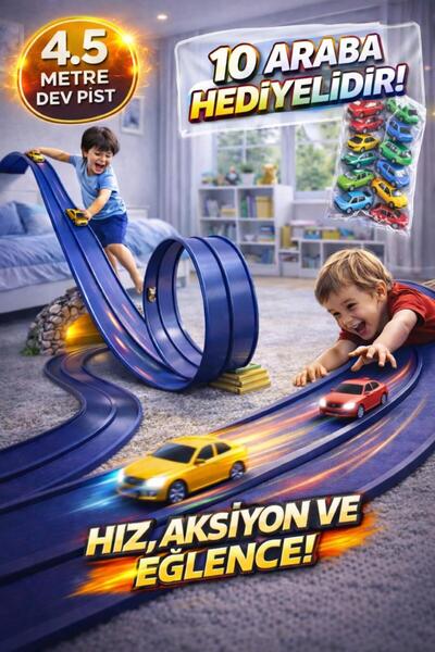 OyuncakZade Track Mavi Renk Esnek Yarış - Aksiyon Pisti 4.5Mt Flex Track