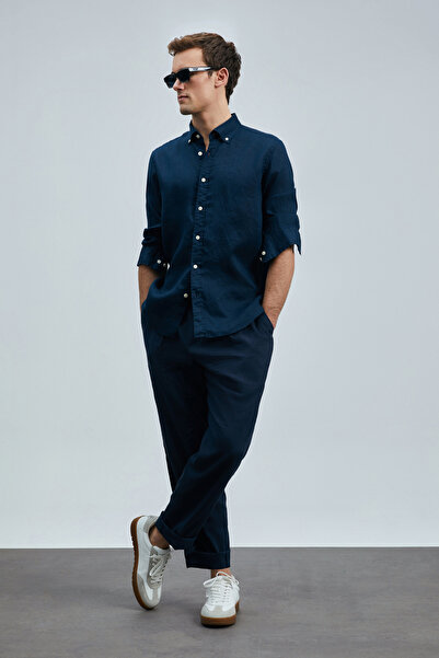 Lufian Tom Smart Ανδρικό παντελόνι Chino Slim Fit Navy Blue