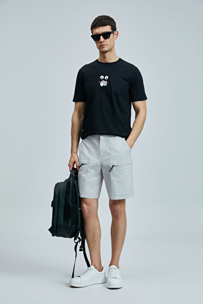 Lufian Zany Modern Grafik T- Shirt Siyah