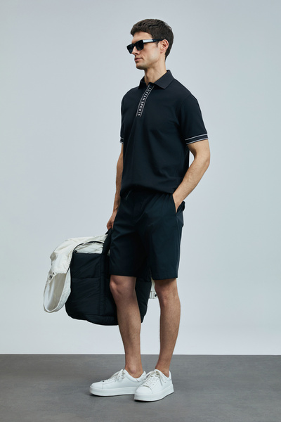 Lufian Ανδρικό μπλουζάκι πόλο Lord Smart μαύρο