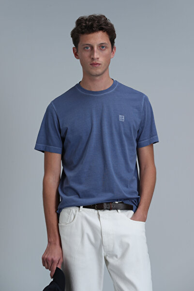 Lufian Sarder Men's Basic T-Shirt Blue