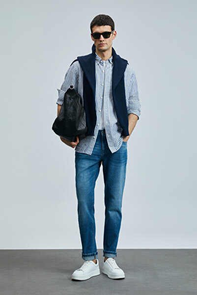 Lufian Ανδρικό παντελόνι Gerardo Smart Jean Regular Fit Μπλε