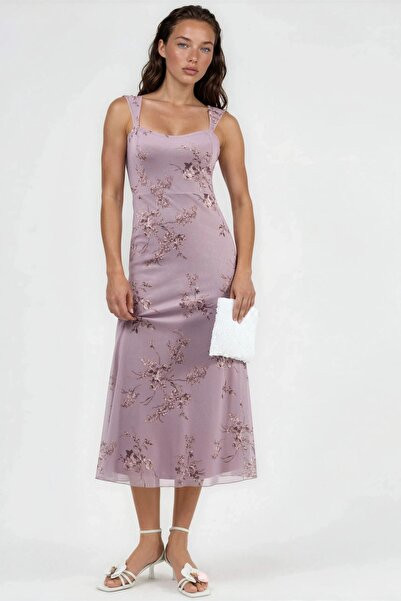 Hiccup Φόρεμα μίντι με λαιμόκοψη καρδιά Με φλοράλ μοτίβο