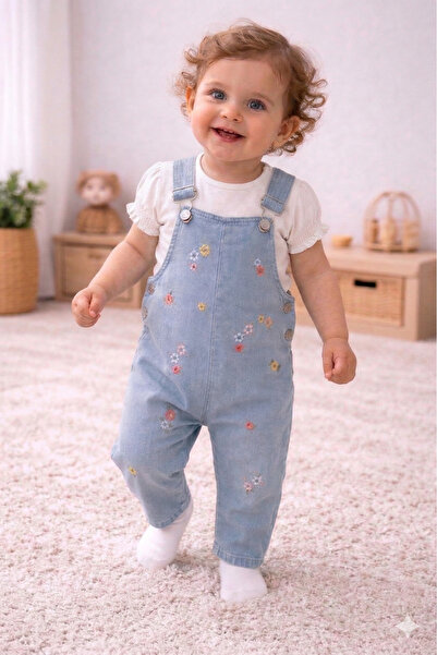 MYZİ STORE Σετ 2 τεμαχίων για κοριτσάκι, 100% βαμβακερό, κοντομάνικο, με κέντ...