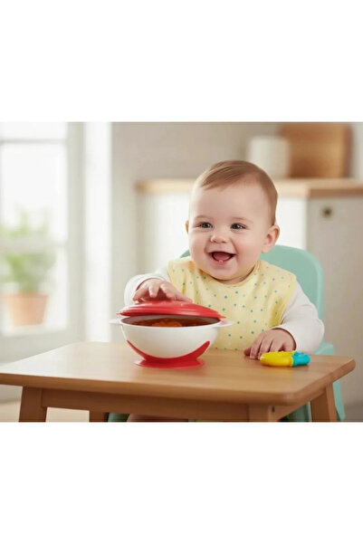 Babyjem 565 Πιάτο φαγητού κενού αέρος κόκκινο