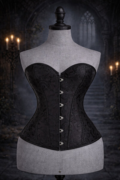 Mournbelle Gotik Ön Tokalı Vintage Desenli Korse