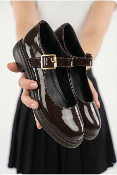 GİAMGİA STORE Γυναικεία παπούτσια με χοντρή σόλα και αγκράφα σε καφέ χρώμα, κ...