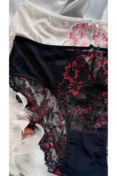 YOYYO Σετ 2 γυναικεία εσώρουχα με φλοράλ σχέδια και δαντέλα