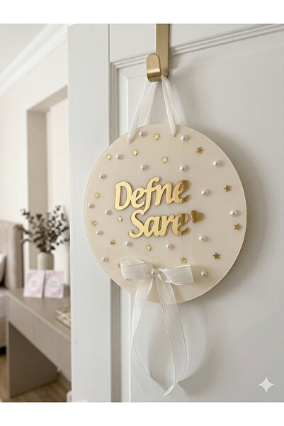 NaturessCo Ornament rotund pentru ușă de bebeluș, din plexiglas, de culoare c...