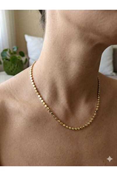 lavantebutik Ezme Pul Zincir Arpa Kadın Kolye Gold Kaplama(14K) 316l Çelik Ko...