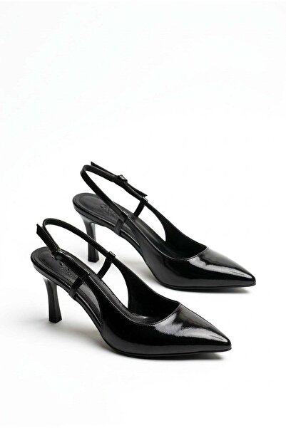 GİAMGİA STORE Γυναικεία βραδινά παπούτσια στιλέτο με λουστρίνι, ζώνη, κορδέλα...