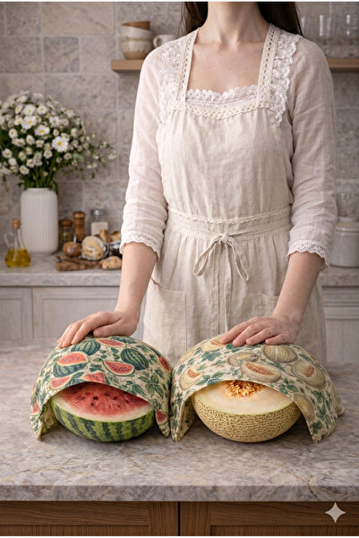 NUMI Naturals Premium Balmumu Gıda Saklama Bezi 2’li Set – Karpuz & Kavun Des...